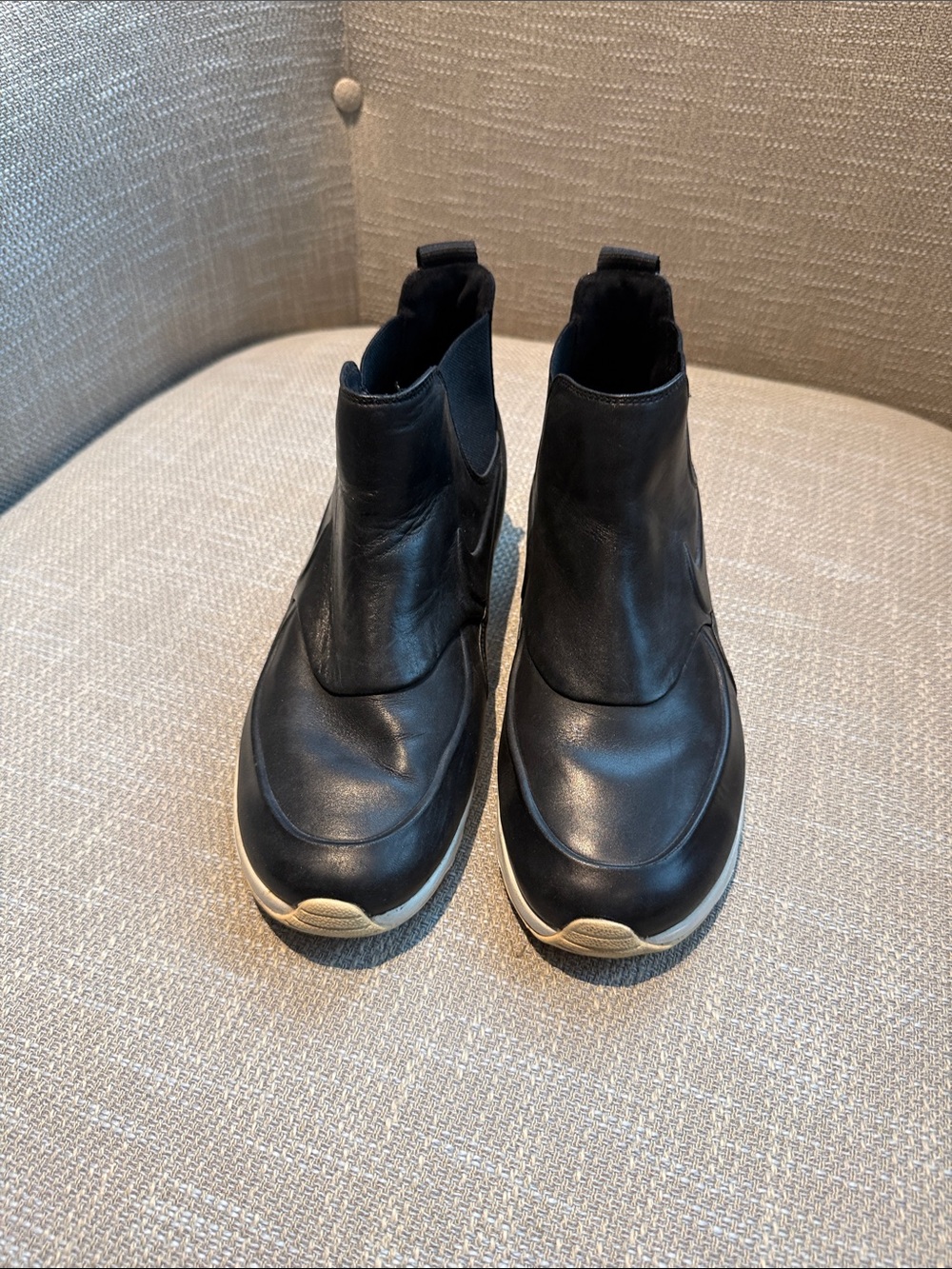 Nike Black Leather Chukka Boots with White Sole Trim